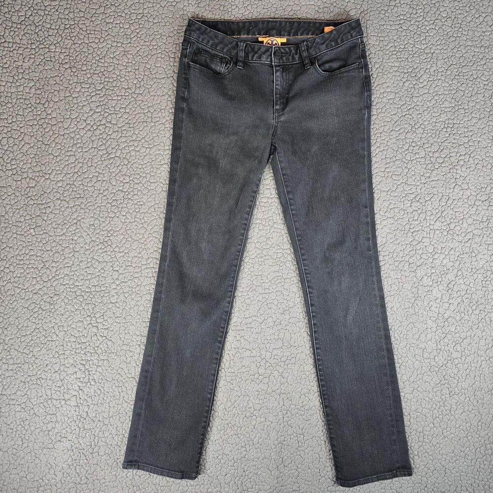 Tory Burch Jeans Womens 28 Black Straight Leg Low Rise 50001223 29 X 31